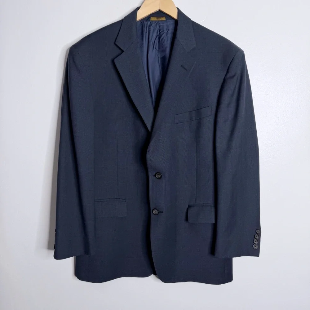 Brooks Brothers Men’s 346‎ Madison Fit Wool Blazer Navy Plaid 41R Workwear